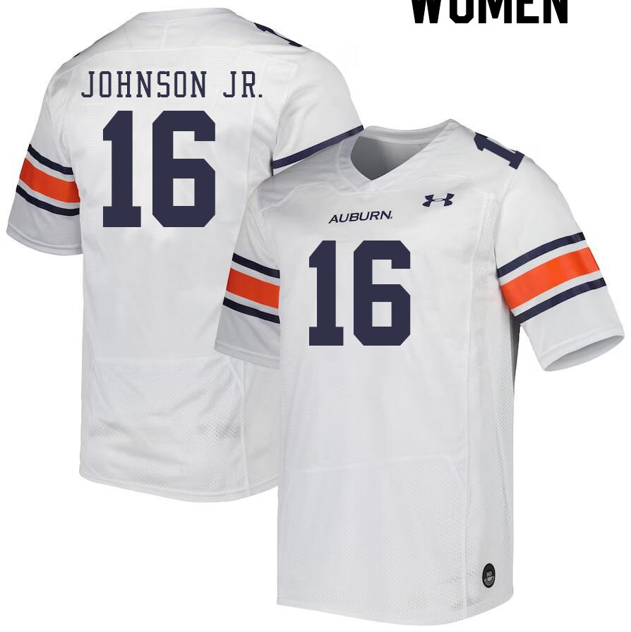 Women #16 Malcolm Johnson Jr. Auburn Tigers College Football Jerseys Stitched-White